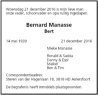 Rouwadvertentie Bert Manasse, Algemeen Dagblad 23 december 2016