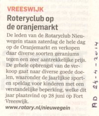 Geraniumactie 2014 Algemeen Dagblad 24 apr 2014