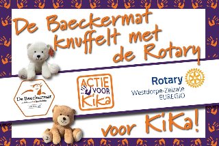 Onze Club knuffelt met De Baeckermat voor KiKa (Stichting Kinderen Kankervrij)