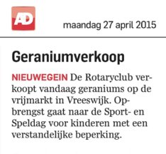 Geraniumactie 2015 Algemeen Dagblad 27 apr 2015