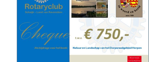 Cheque voor het Boek over natuur en lkandschap in herpen