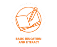 Areas of Focus Icon - Basic Education and Literacy (Color - label below)